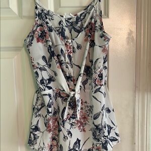 Sienna Sky White and Blue Sleeveless Peplum Blouse